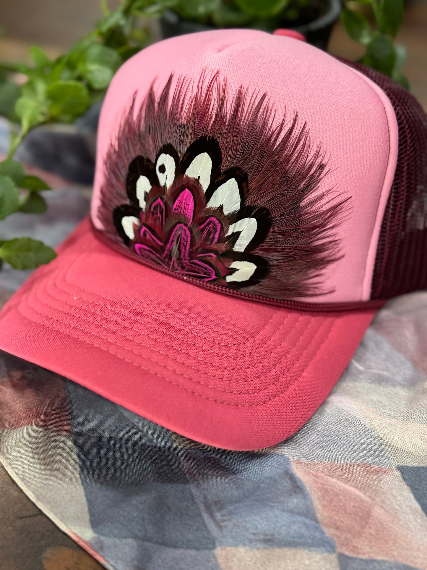 All the Pinks Feather Trucker