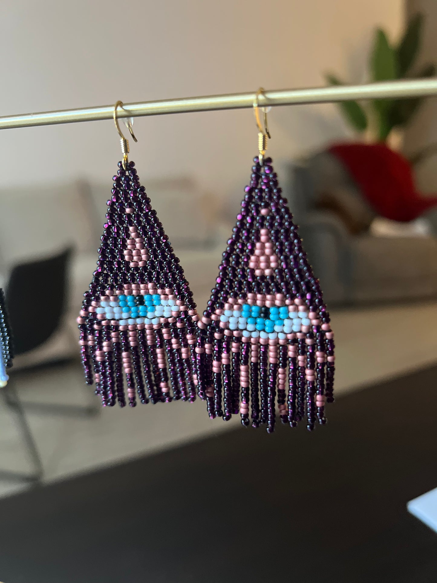 All Eyes On Me Seed Bead Earrings (Eggplant)