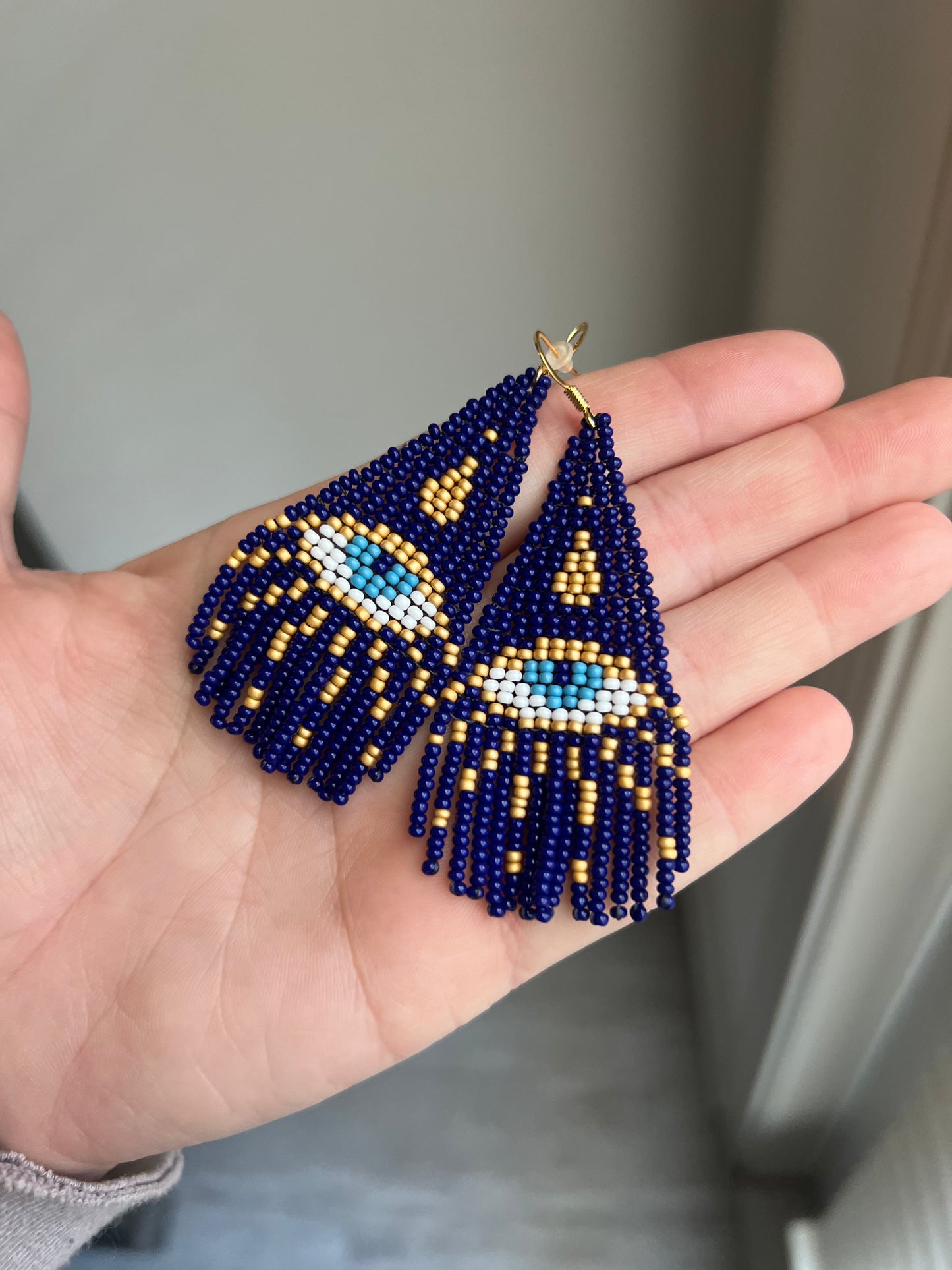 All Eyes On Me Seed Bead Earrings (Navy)