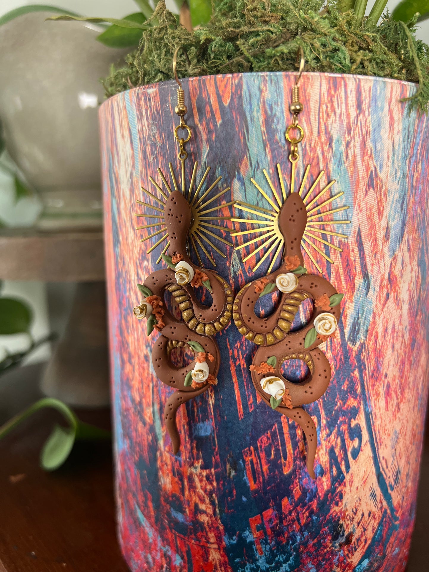 Clay Snake Goddess Earrings