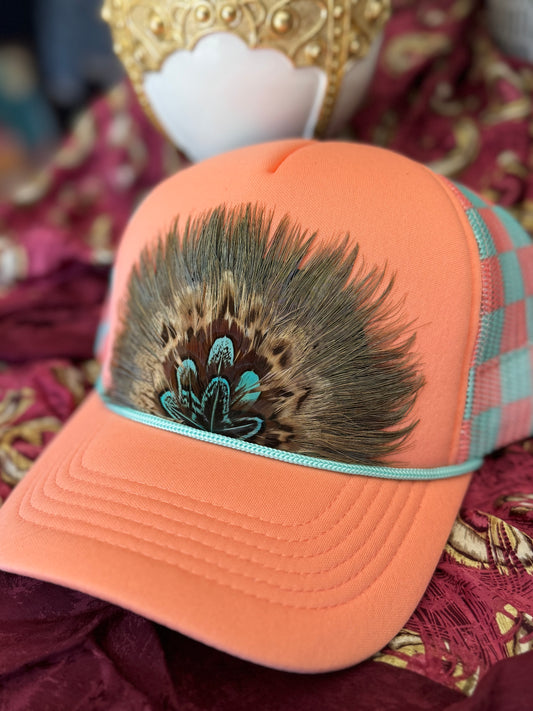 Sky Peach 2 Feather Trucker