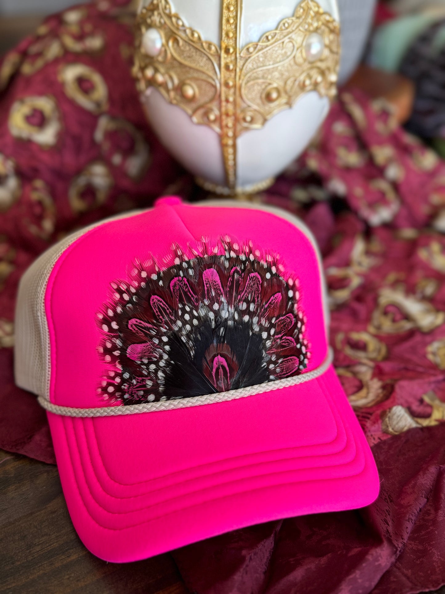 Hottie Pink Feather Trucker