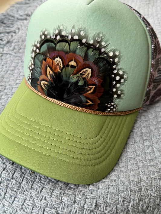 Spotty Camo Feather Trucker